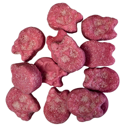 Bubs Cool Raspberry Skulls Vegan & Halal Soft Foam Candies, 90g Imported Swedish Raspberry